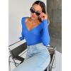 imageTrendy Queen Womens Tops Trendy Fashion Clothes Going Out Long Sleeve Shirts V Neck Basic Y2K Cute Shirt Slim Fitted CorsetBlue
