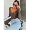 imageTrendy Queen Womens Tops Trendy Fashion Clothes Going Out Long Sleeve Shirts V Neck Basic Y2K Cute Shirt Slim Fitted CorsetBrown