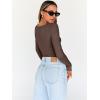 imageTrendy Queen Womens Tops Trendy Fashion Clothes Going Out Long Sleeve Shirts V Neck Basic Y2K Cute Shirt Slim Fitted CorsetBrown