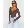 imageTrendy Queen Womens Tops Trendy Fashion Clothes Going Out Long Sleeve Shirts V Neck Basic Y2K Cute Shirt Slim Fitted CorsetBrown