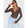 imageTrendy Queen Womens Tops Trendy Fashion Clothes Going Out Long Sleeve Shirts V Neck Basic Y2K Cute Shirt Slim Fitted CorsetBrown
