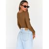 imageTrendy Queen Womens Tops Trendy Fashion Clothes Going Out Long Sleeve Shirts V Neck Basic Y2K Cute Shirt Slim Fitted CorsetCoffee