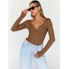imageTrendy Queen Womens Tops Trendy Fashion Clothes Going Out Long Sleeve Shirts V Neck Basic Y2K Cute Shirt Slim Fitted CorsetCoffee