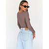 imageTrendy Queen Womens Tops Trendy Fashion Clothes Going Out Long Sleeve Shirts V Neck Basic Y2K Cute Shirt Slim Fitted CorsetCoffee Grey