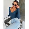 imageTrendy Queen Womens Tops Trendy Fashion Clothes Going Out Long Sleeve Shirts V Neck Basic Y2K Cute Shirt Slim Fitted CorsetDark Blue