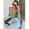 imageTrendy Queen Womens Tops Trendy Fashion Clothes Going Out Long Sleeve Shirts V Neck Basic Y2K Cute Shirt Slim Fitted CorsetGreen