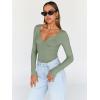 imageTrendy Queen Womens Tops Trendy Fashion Clothes Going Out Long Sleeve Shirts V Neck Basic Y2K Cute Shirt Slim Fitted CorsetGreen