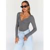 imageTrendy Queen Womens Tops Trendy Fashion Clothes Going Out Long Sleeve Shirts V Neck Basic Y2K Cute Shirt Slim Fitted CorsetGrey