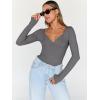 imageTrendy Queen Womens Tops Trendy Fashion Clothes Going Out Long Sleeve Shirts V Neck Basic Y2K Cute Shirt Slim Fitted CorsetGrey