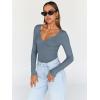 imageTrendy Queen Womens Tops Trendy Fashion Clothes Going Out Long Sleeve Shirts V Neck Basic Y2K Cute Shirt Slim Fitted CorsetHaze Blue