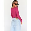 imageTrendy Queen Womens Tops Trendy Fashion Clothes Going Out Long Sleeve Shirts V Neck Basic Y2K Cute Shirt Slim Fitted CorsetHot Pink