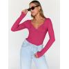 imageTrendy Queen Womens Tops Trendy Fashion Clothes Going Out Long Sleeve Shirts V Neck Basic Y2K Cute Shirt Slim Fitted CorsetHot Pink