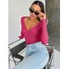 imageTrendy Queen Womens Tops Trendy Fashion Clothes Going Out Long Sleeve Shirts V Neck Basic Y2K Cute Shirt Slim Fitted CorsetHot Pink