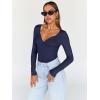 imageTrendy Queen Womens Tops Trendy Fashion Clothes Going Out Long Sleeve Shirts V Neck Basic Y2K Cute Shirt Slim Fitted CorsetNavy