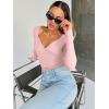 imageTrendy Queen Womens Tops Trendy Fashion Clothes Going Out Long Sleeve Shirts V Neck Basic Y2K Cute Shirt Slim Fitted CorsetPink
