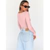 imageTrendy Queen Womens Tops Trendy Fashion Clothes Going Out Long Sleeve Shirts V Neck Basic Y2K Cute Shirt Slim Fitted CorsetPink