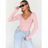 imageTrendy Queen Womens Tops Trendy Fashion Clothes Going Out Long Sleeve Shirts V Neck Basic Y2K Cute Shirt Slim Fitted CorsetPink