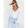 imageTrendy Queen Womens Tops Trendy Fashion Clothes Going Out Long Sleeve Shirts V Neck Basic Y2K Cute Shirt Slim Fitted CorsetWhite