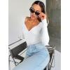 imageTrendy Queen Womens Tops Trendy Fashion Clothes Going Out Long Sleeve Shirts V Neck Basic Y2K Cute Shirt Slim Fitted CorsetWhite