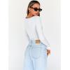 imageTrendy Queen Womens Tops Trendy Fashion Clothes Going Out Long Sleeve Shirts V Neck Basic Y2K Cute Shirt Slim Fitted CorsetWhite