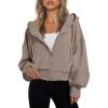 imageTrendy Queen Hoodies for Women Full Zip Up Cropped Sweatshirts Jackets Casual Comfy Gym Tops Fall Outfits Winter Clothes 2024Coffegrey