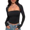 imageTrendy Queen Womens Going Out Tops Long Sleeve Shirts Shrug Tube Crop Top Basic Cute 2025 Fashion Clothes SeparatelyBlack