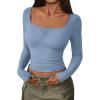 imageTrendy Queen Womens Going Out Tops Long Sleeve Top Trendy Cute Shirt Y2k Clothing Fall Fashion Clothes 2025Blue Gray