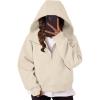 imageTrendy Queen Womens Hoodies Quarter Zip Pullover Oversized Sweatshirts Half Zip Pullover With Pockets Fall ClothesApricot