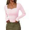 imageTrendy Queen Womens Long Sleeve Shirts Sweetheart Neckline Basic Crop Tops Cute Fall Tshirt Y2k Going Out Outfits 2024Pink