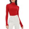 imageTrendy Queen Womens Mock Turtleneck Long Sleeve Shirts Fall Fashion Basic Layering Slim Fit Soft Thermal Underwear TopsRed