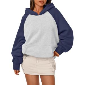 imageTrendy Queen Oversized Hoodies for Women Pullover Fleece Fall Sweatshirts Fashion Y2K Outfits Clothes 2025Grey Navy