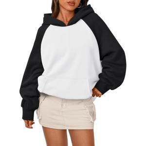 imageTrendy Queen Oversized Hoodies for Women Pullover Fleece Fall Sweatshirts Fashion Y2K Outfits Clothes 2025White Black