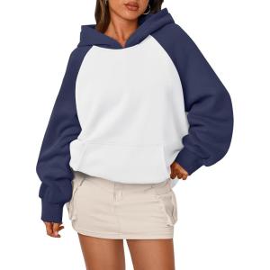 imageTrendy Queen Oversized Hoodies for Women Pullover Fleece Fall Sweatshirts Fashion Y2K Outfits Clothes 2025White Navy