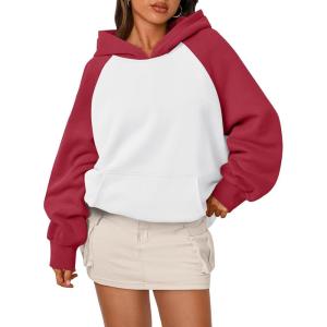 imageTrendy Queen Oversized Hoodies for Women Pullover Fleece Fall Sweatshirts Fashion Y2K Outfits Clothes 2025White Red