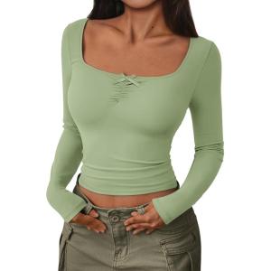 imageTrendy Queen Womens Going Out Tops Long Sleeve Top Trendy Cute Shirt Y2k Clothing Fall Fashion Clothes 2025Fruit Green