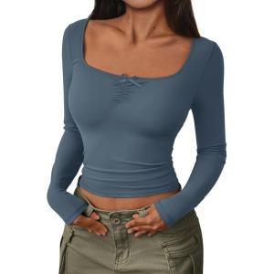 imageTrendy Queen Womens Going Out Tops Long Sleeve Top Trendy Cute Shirt Y2k Clothing Fall Fashion Clothes 2025Hazeblue