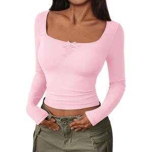 imageTrendy Queen Womens Going Out Tops Long Sleeve Top Trendy Cute Shirt Y2k Clothing Fall Fashion Clothes 2025Pink
