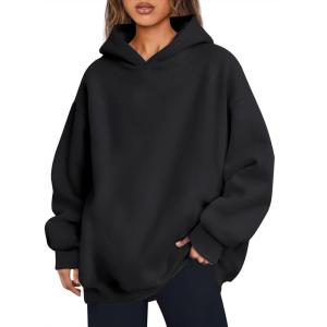 imageTrendy Queen Womens Oversized Hoodies Fleece Hooded Sweatshirts Casual Pullover Fall Winter Outfits Long Sleeve Tops 2025Black