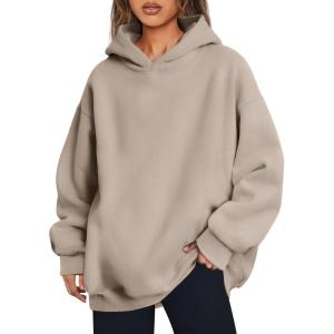 imageTrendy Queen Womens Oversized Hoodies Fleece Hooded Sweatshirts Casual Pullover Fall Winter Outfits Long Sleeve Tops 2025Coffeegrey