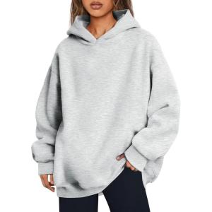 imageTrendy Queen Womens Oversized Hoodies Fleece Hooded Sweatshirts Casual Pullover Fall Winter Outfits Long Sleeve Tops 2025Grey