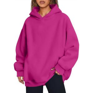 imageTrendy Queen Womens Oversized Hoodies Fleece Hooded Sweatshirts Casual Pullover Fall Winter Outfits Long Sleeve Tops 2025Hotpink