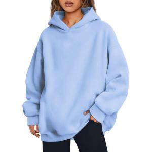 imageTrendy Queen Womens Oversized Hoodies Fleece Hooded Sweatshirts Casual Pullover Fall Winter Outfits Long Sleeve Tops 2025Lightblue