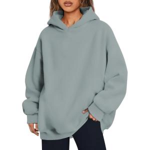 imageTrendy Queen Womens Oversized Hoodies Fleece Hooded Sweatshirts Casual Pullover Fall Winter Outfits Long Sleeve Tops 2025Lightgreen