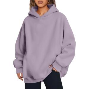 imageTrendy Queen Womens Oversized Hoodies Fleece Hooded Sweatshirts Casual Pullover Fall Winter Outfits Long Sleeve Tops 2025Lightpurple
