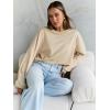 imageTrendy Queen Cropped Sweatshirts for Women Oversized Crewneck Sweaters Long Sleeve Tops Fall Winter Clothes 2024Apricot