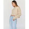 imageTrendy Queen Cropped Sweatshirts for Women Oversized Crewneck Sweaters Long Sleeve Tops Fall Winter Clothes 2024Apricot