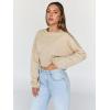 imageTrendy Queen Cropped Sweatshirts for Women Oversized Crewneck Sweaters Long Sleeve Tops Fall Winter Clothes 2024Apricot