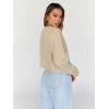 imageTrendy Queen Cropped Sweatshirts for Women Oversized Crewneck Sweaters Long Sleeve Tops Fall Winter Clothes 2024Apricot