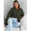 imageTrendy Queen Cropped Sweatshirts for Women Oversized Crewneck Sweaters Long Sleeve Tops Fall Winter Clothes 2024Armygreen