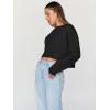 imageTrendy Queen Cropped Sweatshirts for Women Oversized Crewneck Sweaters Long Sleeve Tops Fall Winter Clothes 2024Black